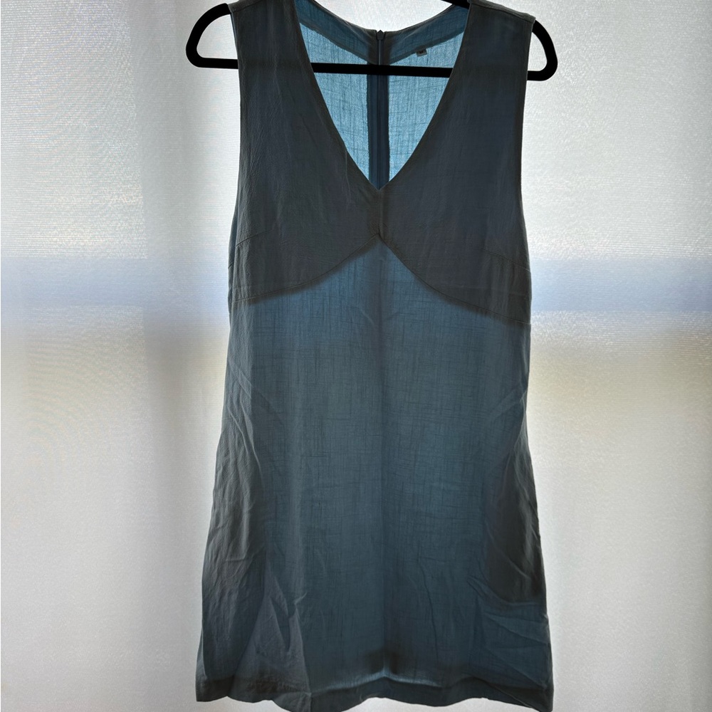 Blue Linen Sleeveless Mini Dress